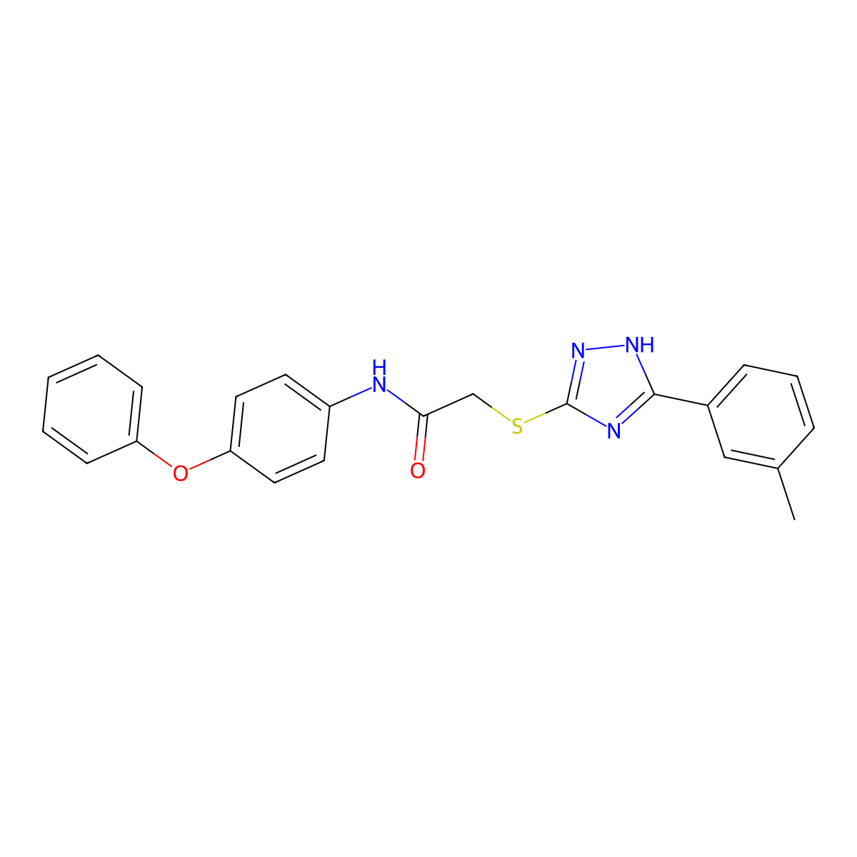 N-(4-Phenoxyphenyl)-2-((3-(m-tolyl)-1H-1,2,4-triazol-5-yl)thio)acetamide molecular structure, CAS 332158-99-3