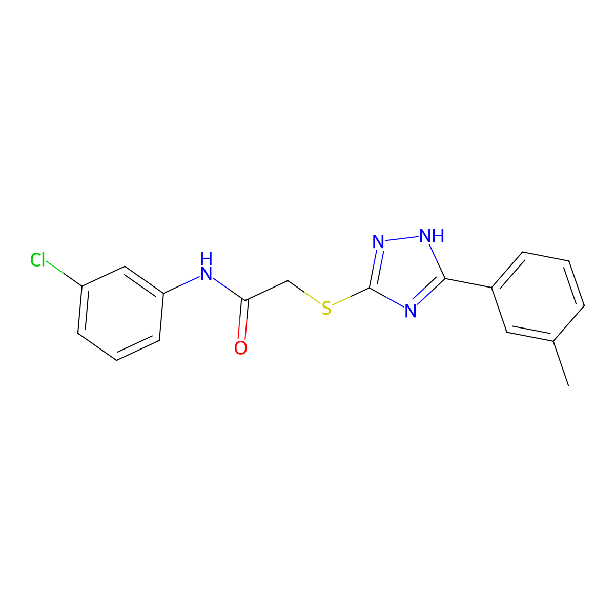 N-(3-Chlorophenyl)-2-((3-(m-tolyl)-1H-1,2,4-triazol-5-yl)thio)acetamide molecular structure, CAS 332159-19-0