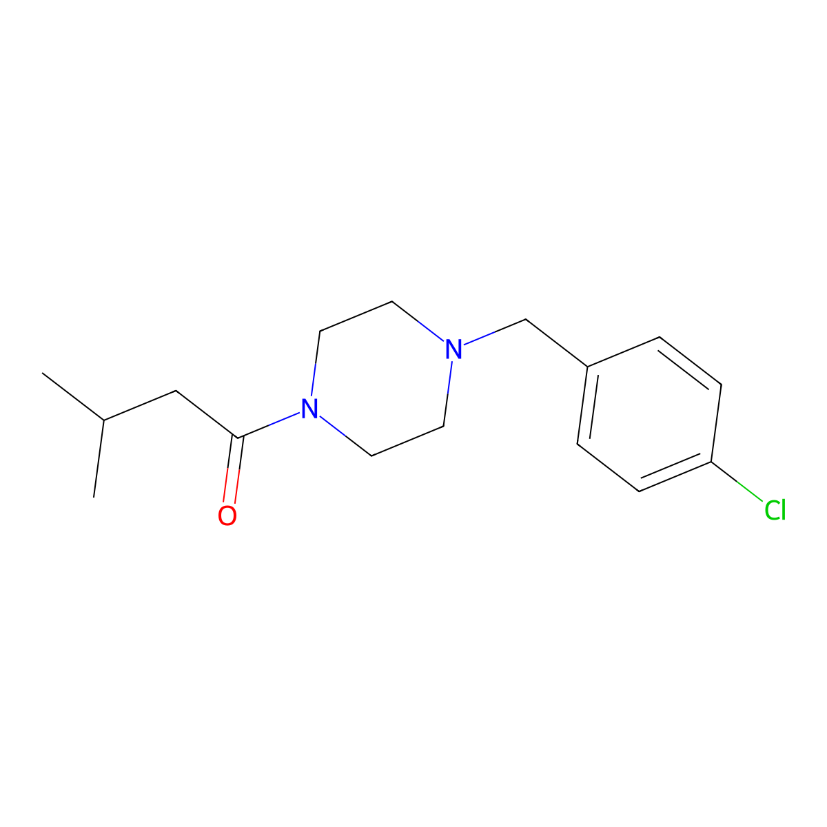 1-[4-(4-Chlorobenzyl)piperazin-1-yl]-3-methylbutan-1-one molecular structure, CAS 332160-44-8