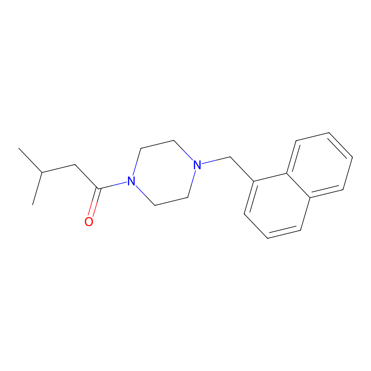 3-Methyl-1-[4-(naphthalen-1-ylmethyl)piperazin-1-yl]butan-1-one molecular structure, CAS 332160-61-9