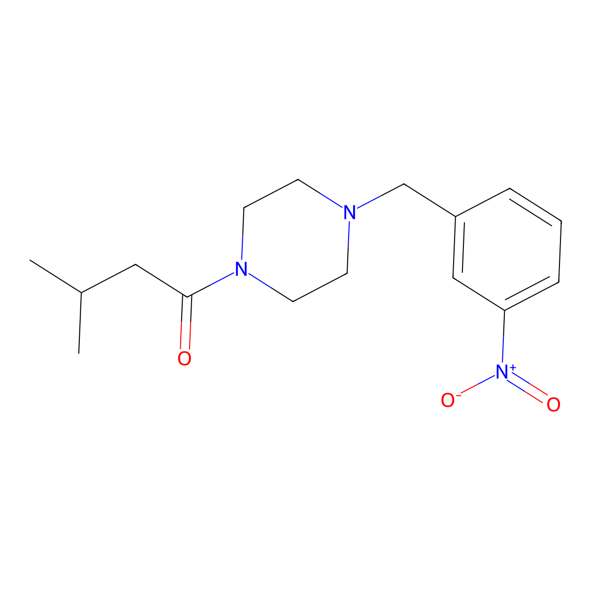 3-Methyl-1-[4-(3-nitrobenzyl)piperazin-1-yl]butan-1-one molecular structure, CAS 332160-64-2