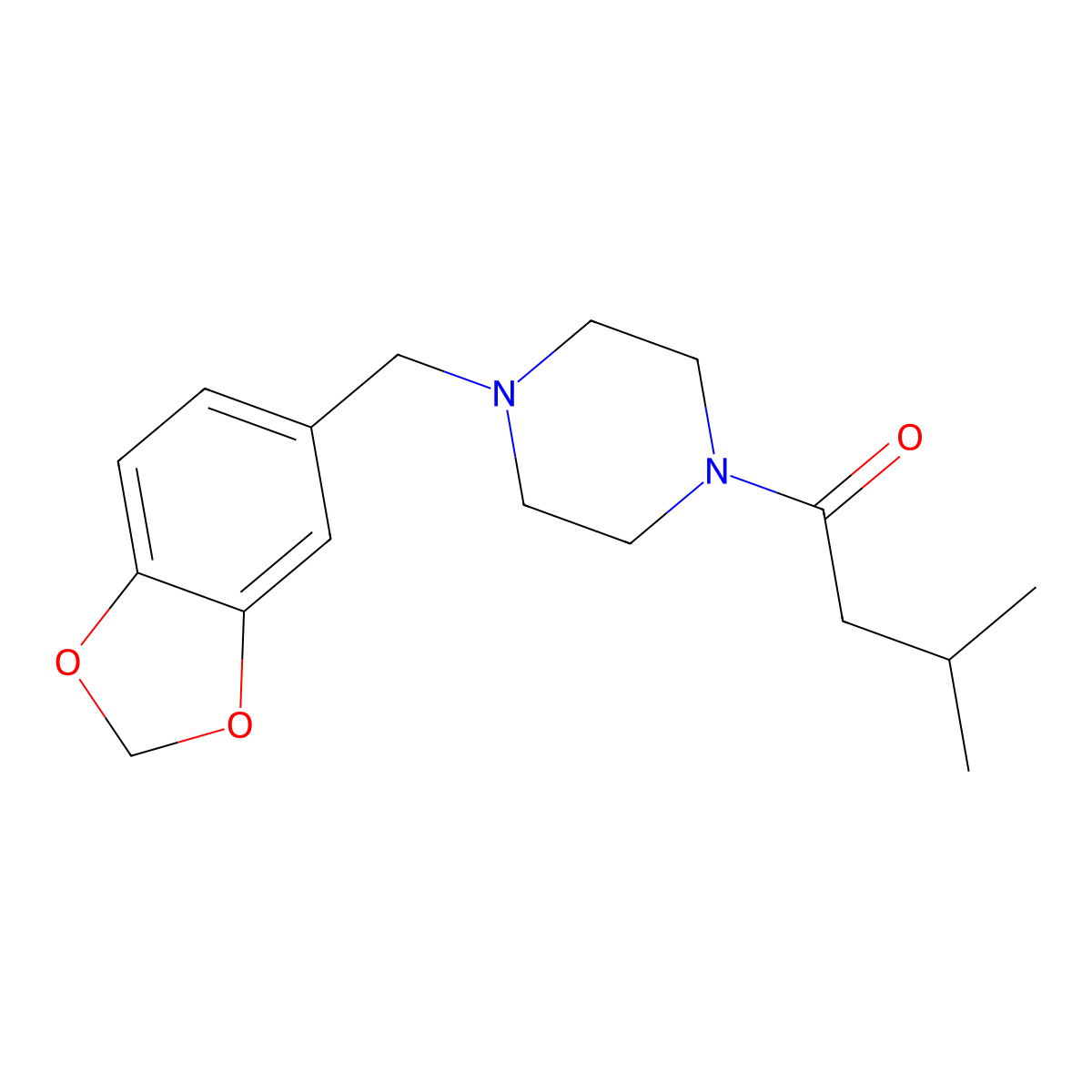 1-[4-(1,3-Benzodioxol-5-ylmethyl)piperazin-1-yl]-3-methylbutan-1-one molecular structure, CAS 332160-67-5