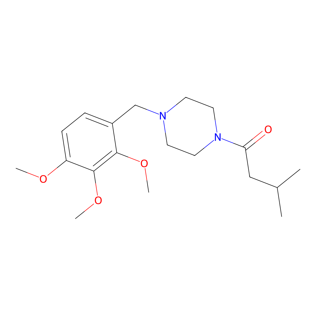 3-Methyl-1-[4-[(2,3,4-trimethoxyphenyl)methyl]piperazin-1-yl]butan-1-one molecular structure, CAS 332160-79-9