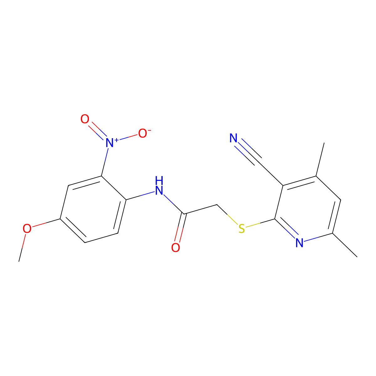 2-((3-Cyano-4,6-dimethylpyridin-2-yl)thio)-N-(4-methoxy-2-nitrophenyl)acetamide molecular structure, CAS 332160-88-0