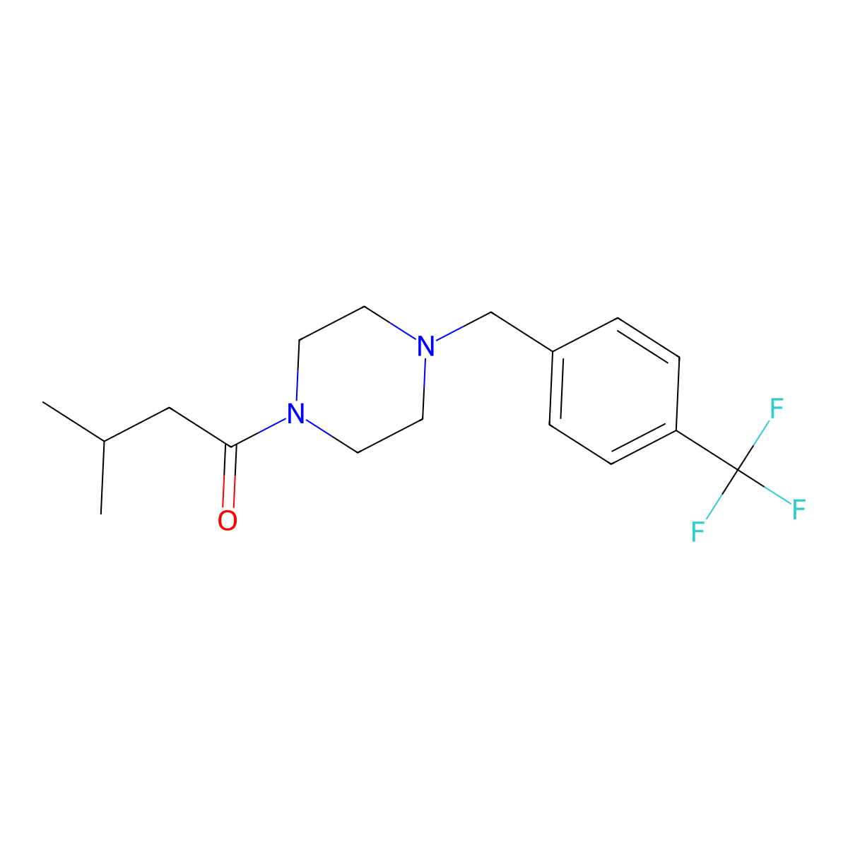 3-Methyl-1-[4-(4-trifluoromethyl-benzyl)-piperazin-1-yl]-butan-1-one molecular structure, CAS 332160-92-6