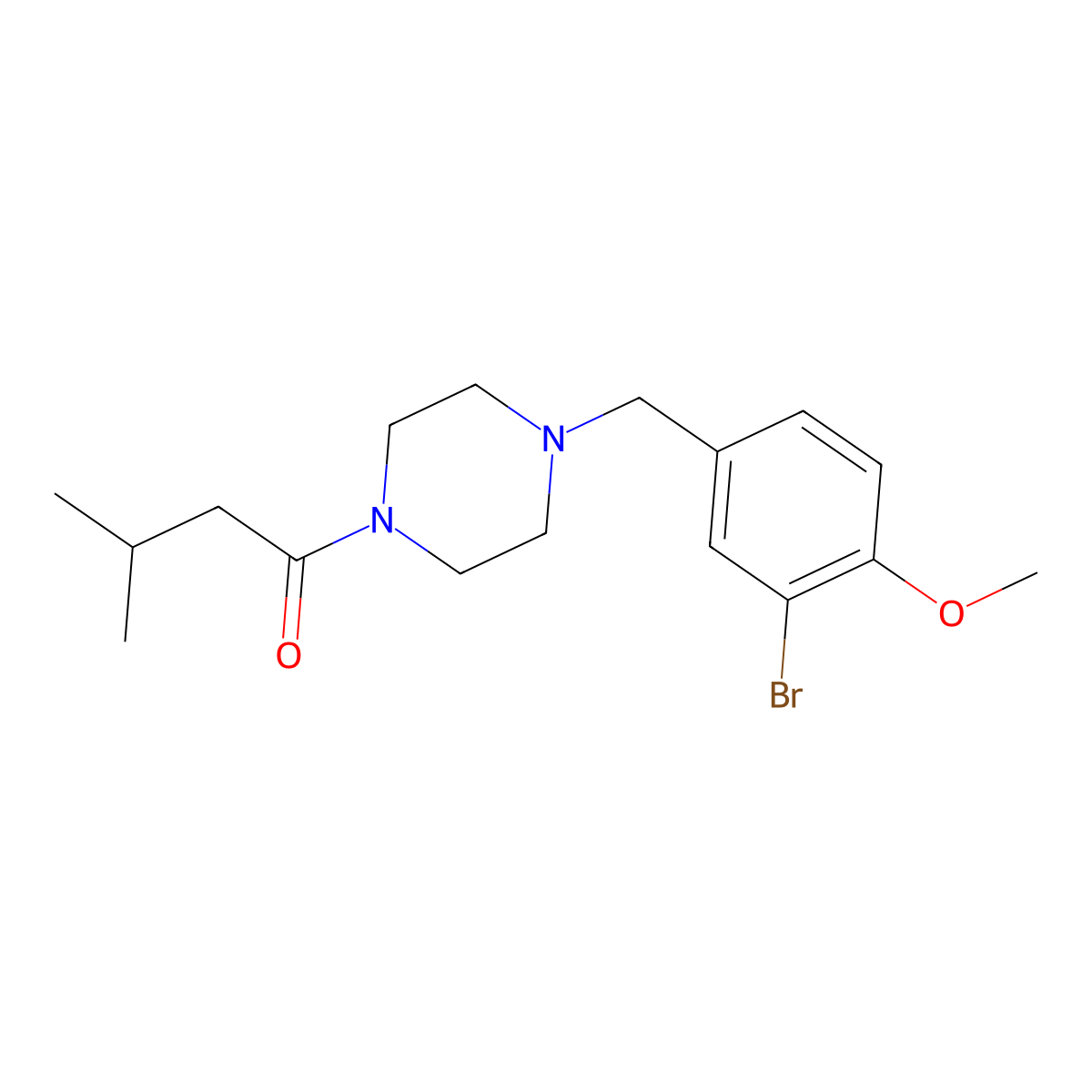 1-[4-[(3-Bromo-4-methoxyphenyl)methyl]piperazin-1-yl]-3-methylbutan-1-one molecular structure, CAS 332160-97-1