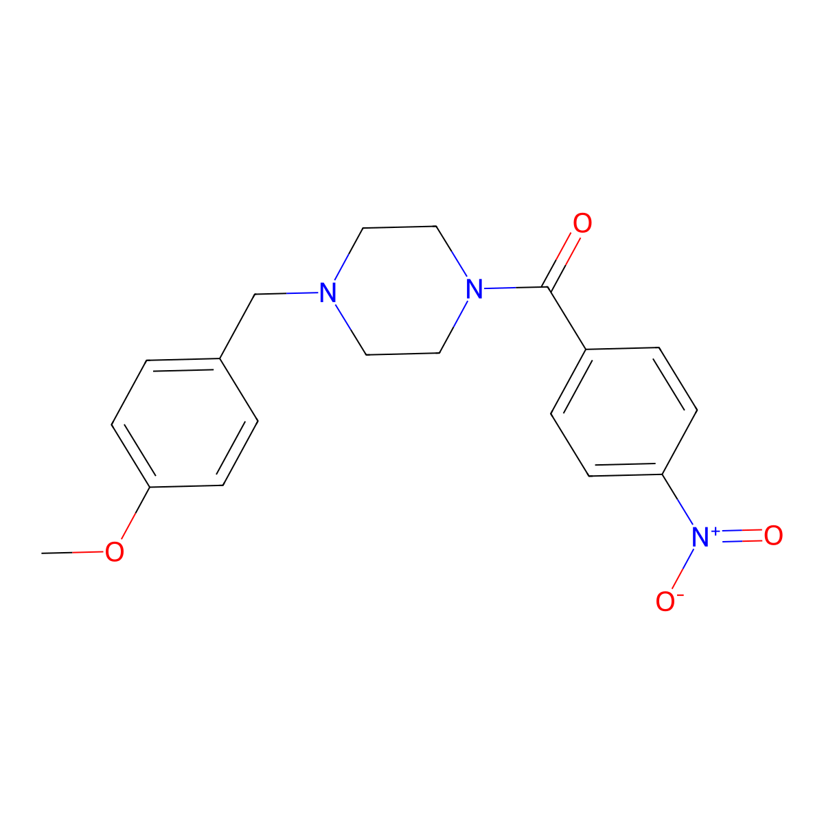 [4-(4-Methoxy-benzyl)-piperazin-1-yl]-(4-nitro-phenyl)-methanone molecular structure, CAS 332161-07-6