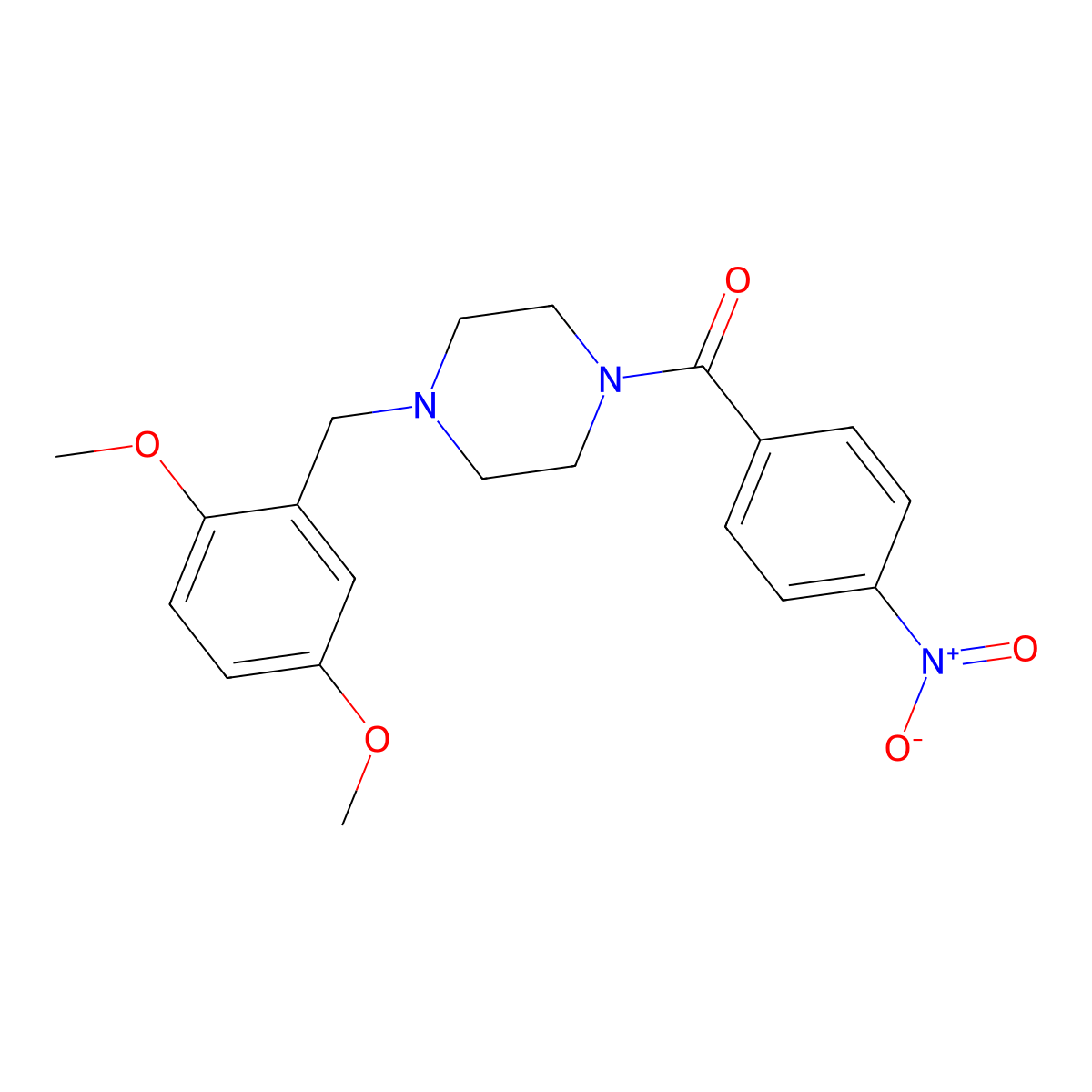 1-(2,5-Dimethoxybenzyl)-4-{4-nitrobenzoyl}piperazine molecular structure, CAS 332161-15-6