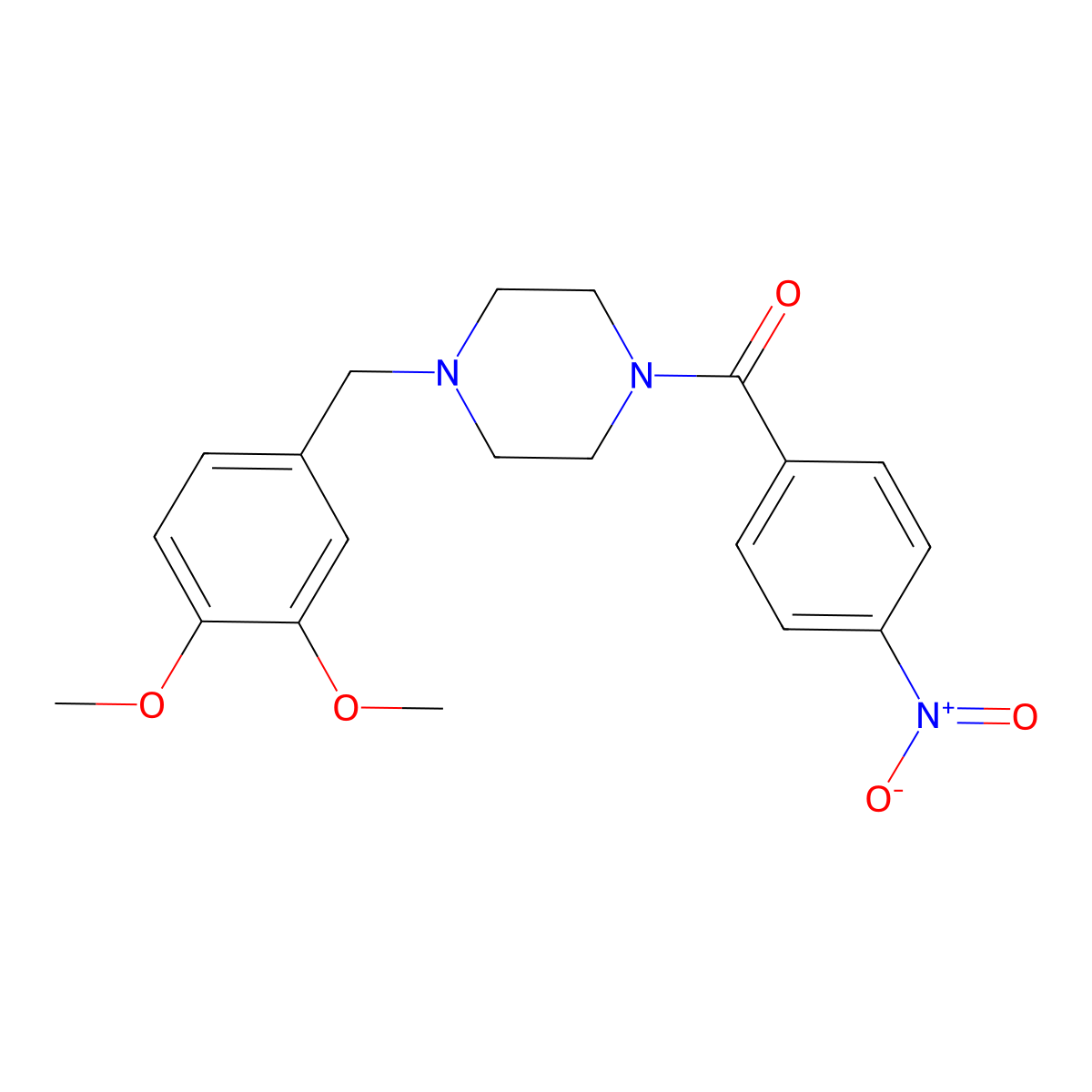 [4-(3,4-Dimethoxybenzyl)piperazin-1-yl](4-nitrophenyl)methanone molecular structure, CAS 332161-18-9