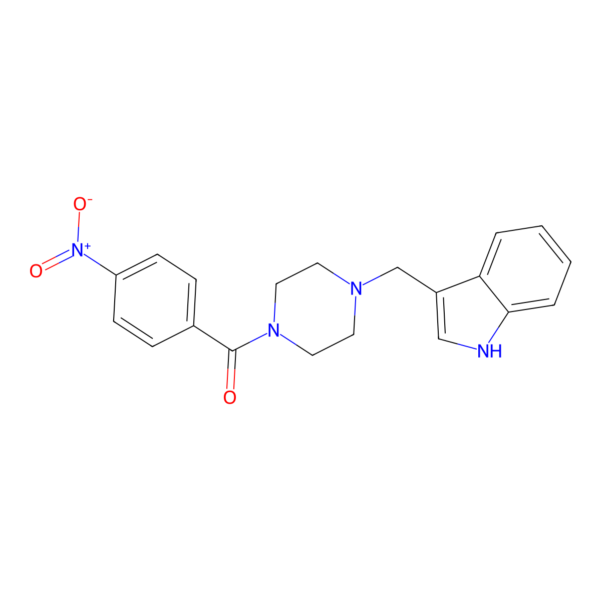 [4-(1H-indol-3-ylmethyl)piperazin-1-yl]-(4-nitrophenyl)methanone molecular structure, CAS 332161-21-4