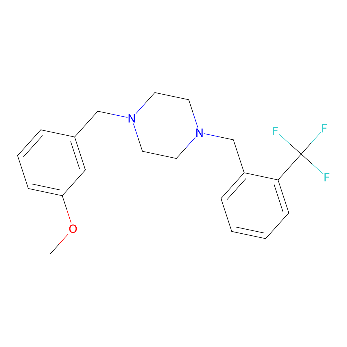 1-(3-Methoxybenzyl)-4-[2-(trifluoromethyl)benzyl]piperazine molecular structure, CAS 332161-52-1