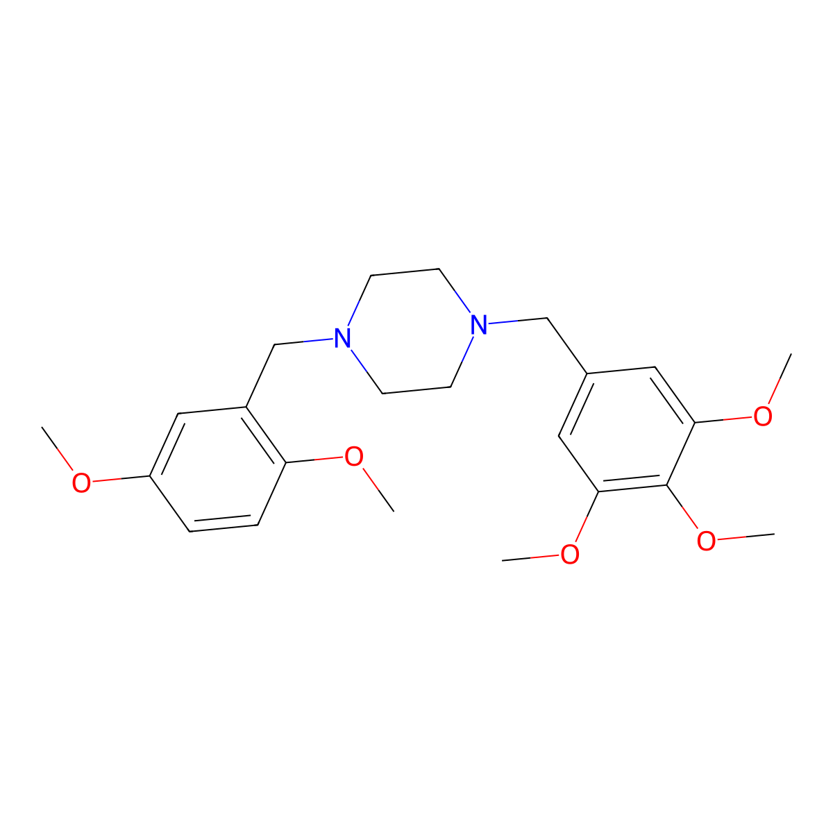 1-[(2,5-Dimethoxyphenyl)methyl]-4-[(3,4,5-trimethoxyphenyl)methyl]piperazine molecular structure, CAS 332161-55-4