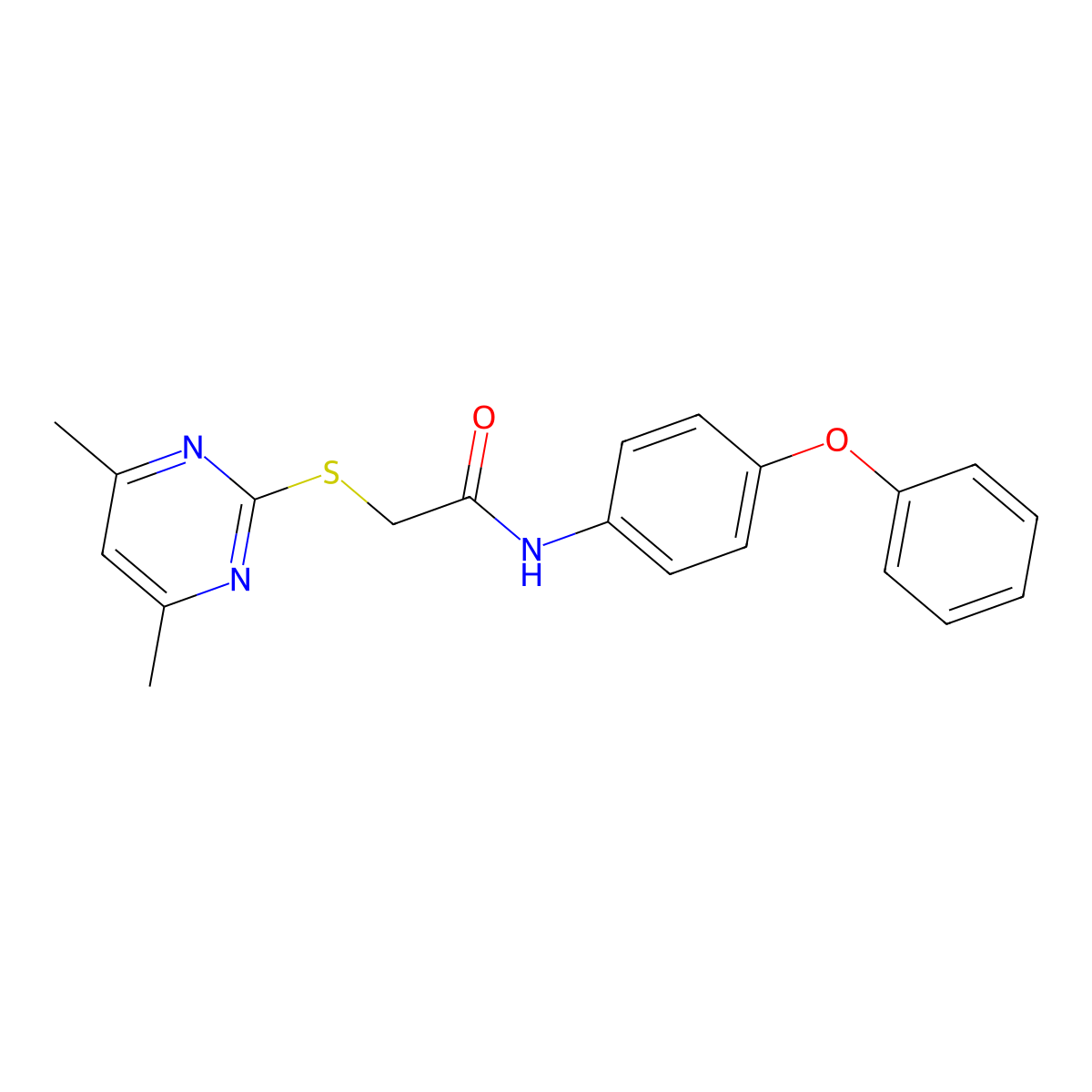 2-((4,6-Dimethylpyrimidin-2-yl)thio)-N-(4-phenoxyphenyl)acetamide molecular structure, CAS 332162-28-4