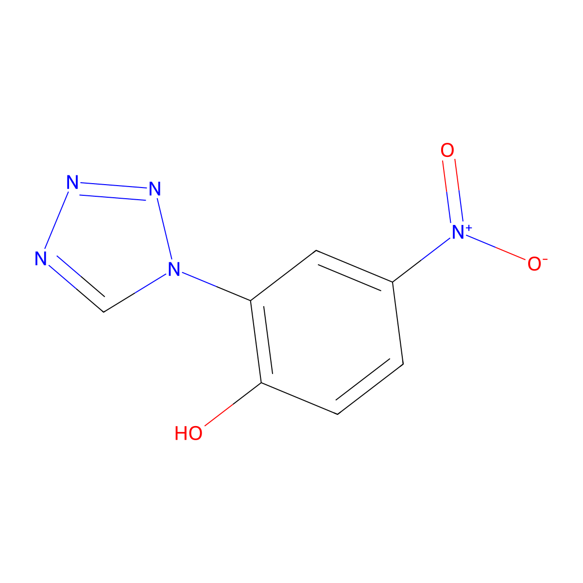 4-nitro-2-(1H-1,2,3,4-tetrazol-1-yl)phenol molecular structure, CAS 332163-15-2