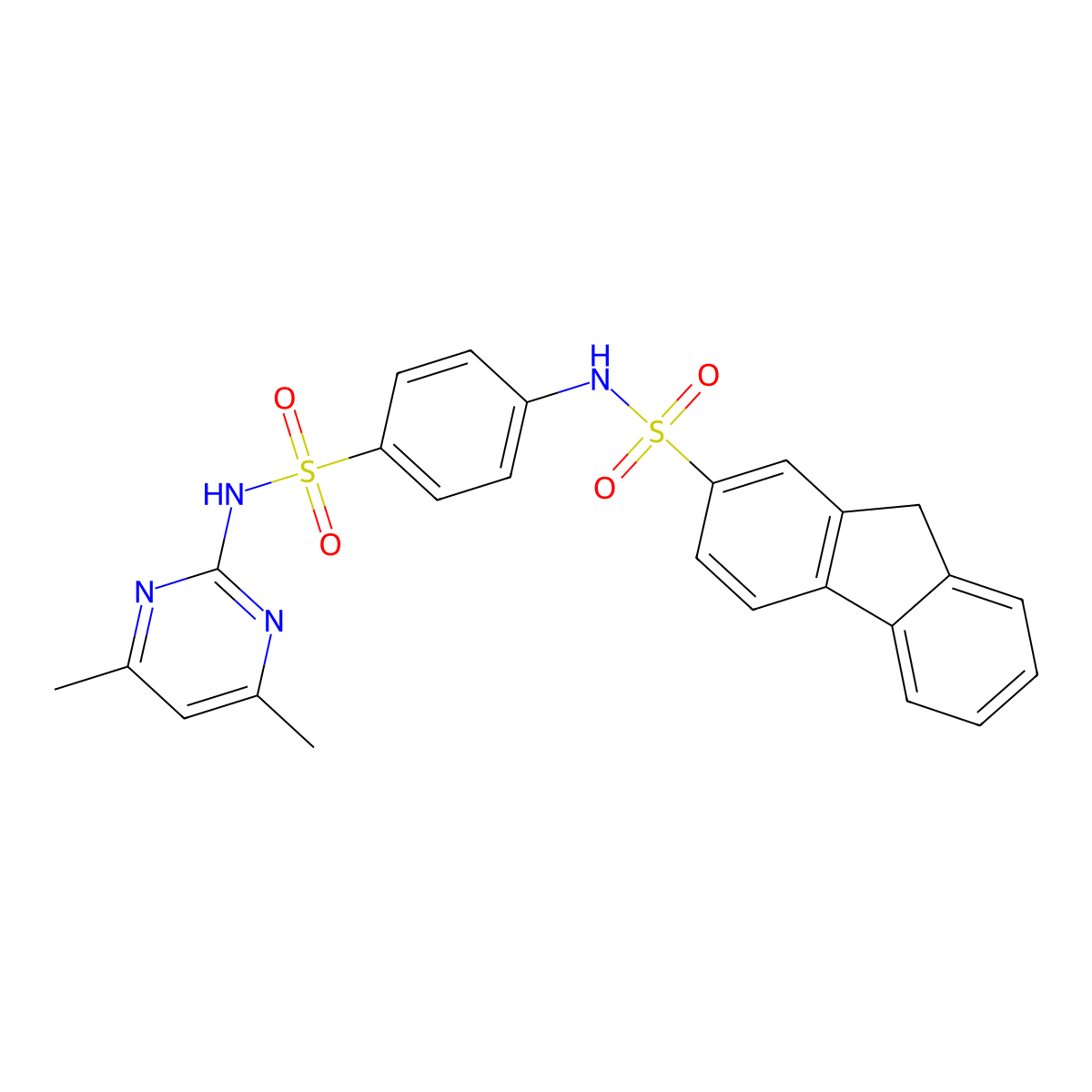 N-{4-[(4,6-dimethylpyrimidin-2-yl)sulfamoyl]phenyl}-9H-fluorene-2-sulfonamide molecular structure, CAS 332163-16-3