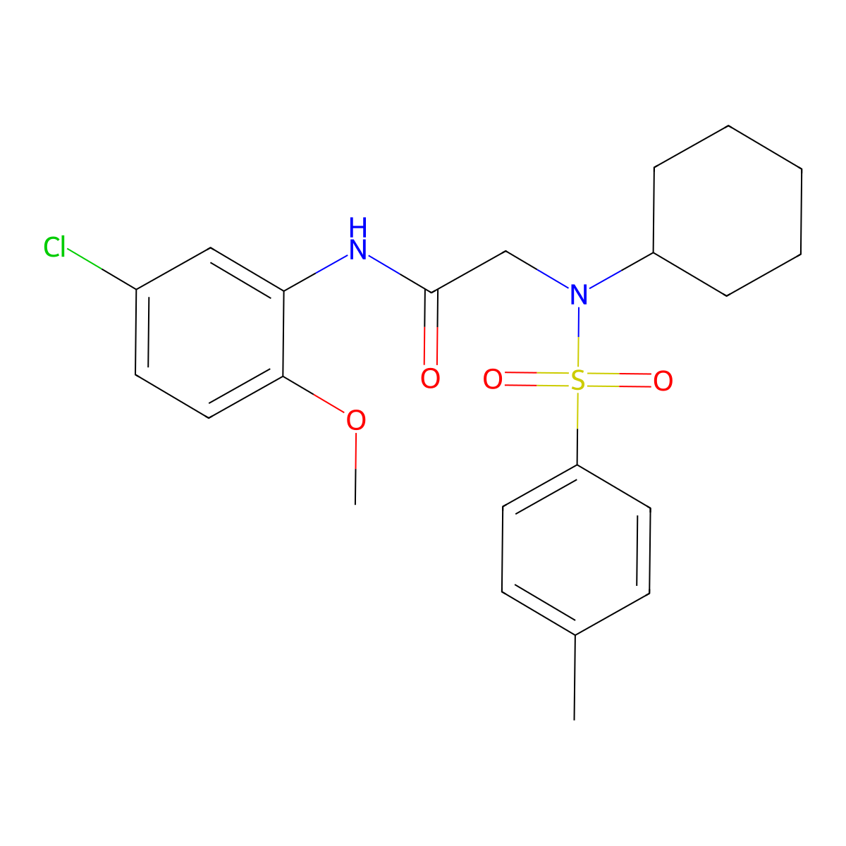 N-(5-Chloro-2-methoxyphenyl)-2-(N-cyclohexyl-4-methylphenylsulfonamido)acetamide molecular structure, CAS 332163-17-4