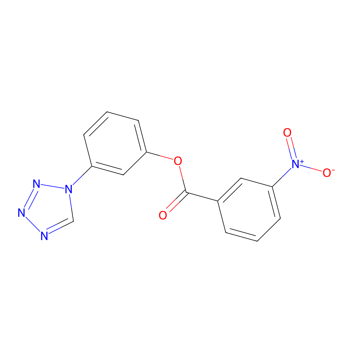 3-Nitro-benzoic acid 3-tetrazol-1-yl-phenyl ester molecular structure, CAS 332163-18-5