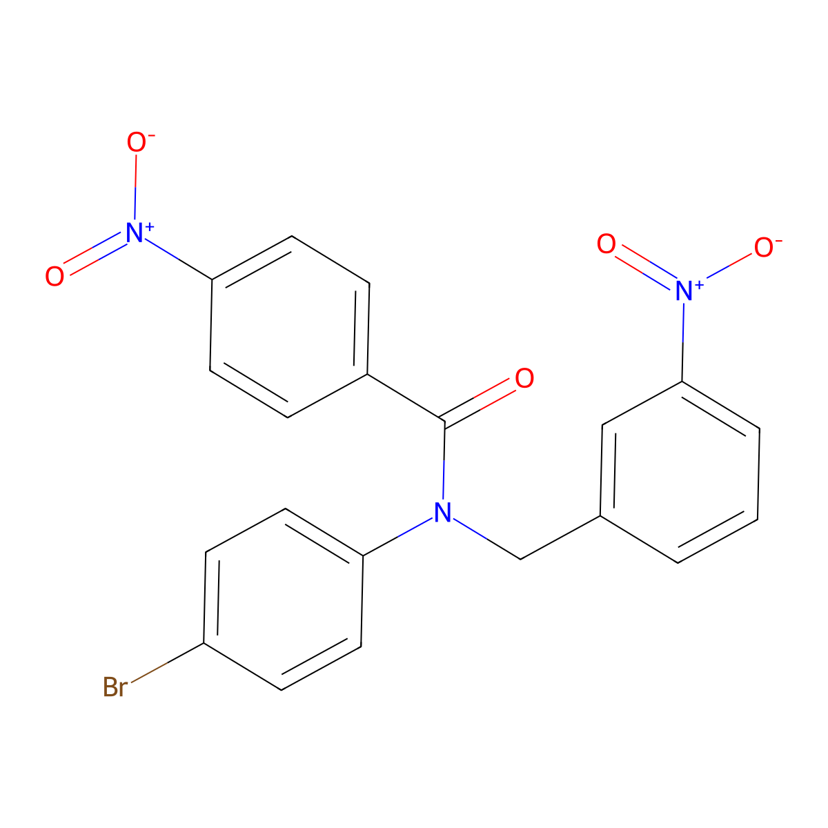 N-(4-Bromo-phenyl)-4-nitro-N-(3-nitro-benzyl)-benzamide molecular structure, CAS 332163-35-6