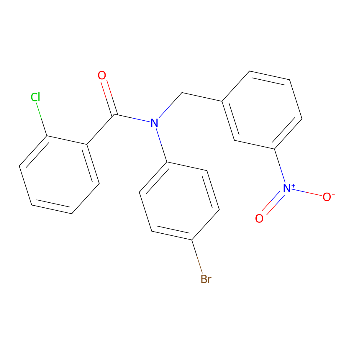 N-(4-Bromophenyl)-2-chloro-N-(3-nitrobenzyl)benzamide molecular structure, CAS 332163-37-8