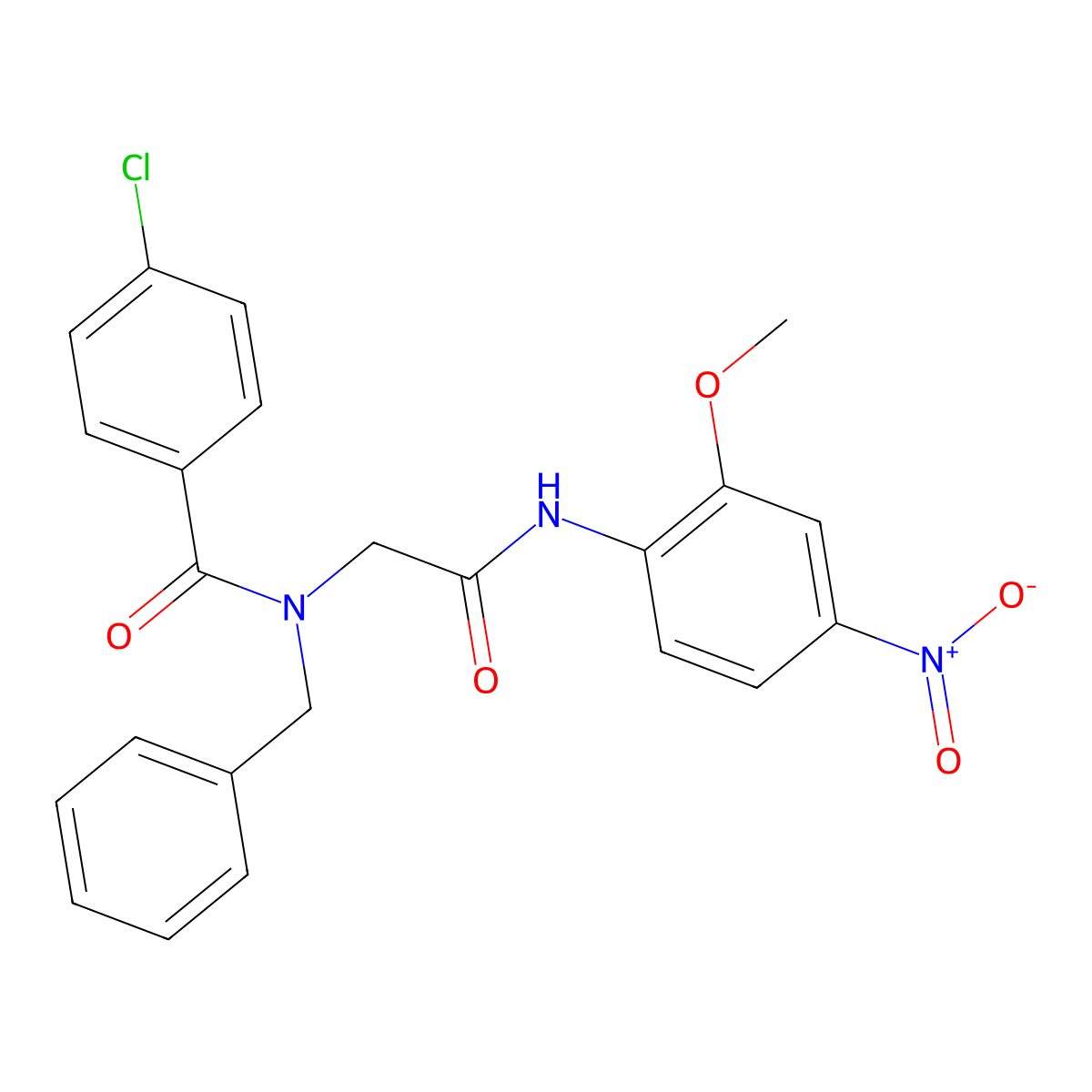 N-Benzyl-4-chloro-N-(2-((2-methoxy-4-nitrophenyl)amino)-2-oxoethyl)benzamide molecular structure, CAS 332163-41-4