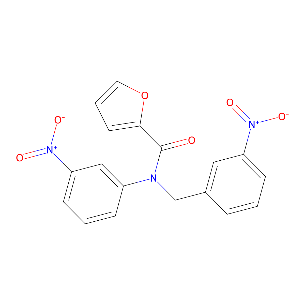 Furan-2-carboxylic acid (3-nitro-benzyl)-(3-nitro-phenyl)-amide molecular structure, CAS 332163-45-8