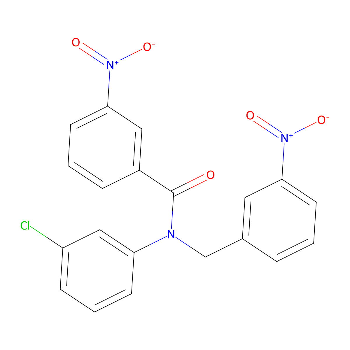 N-(3-Chloro-phenyl)-3-nitro-N-(3-nitro-benzyl)-benzamide molecular structure, CAS 332163-47-0