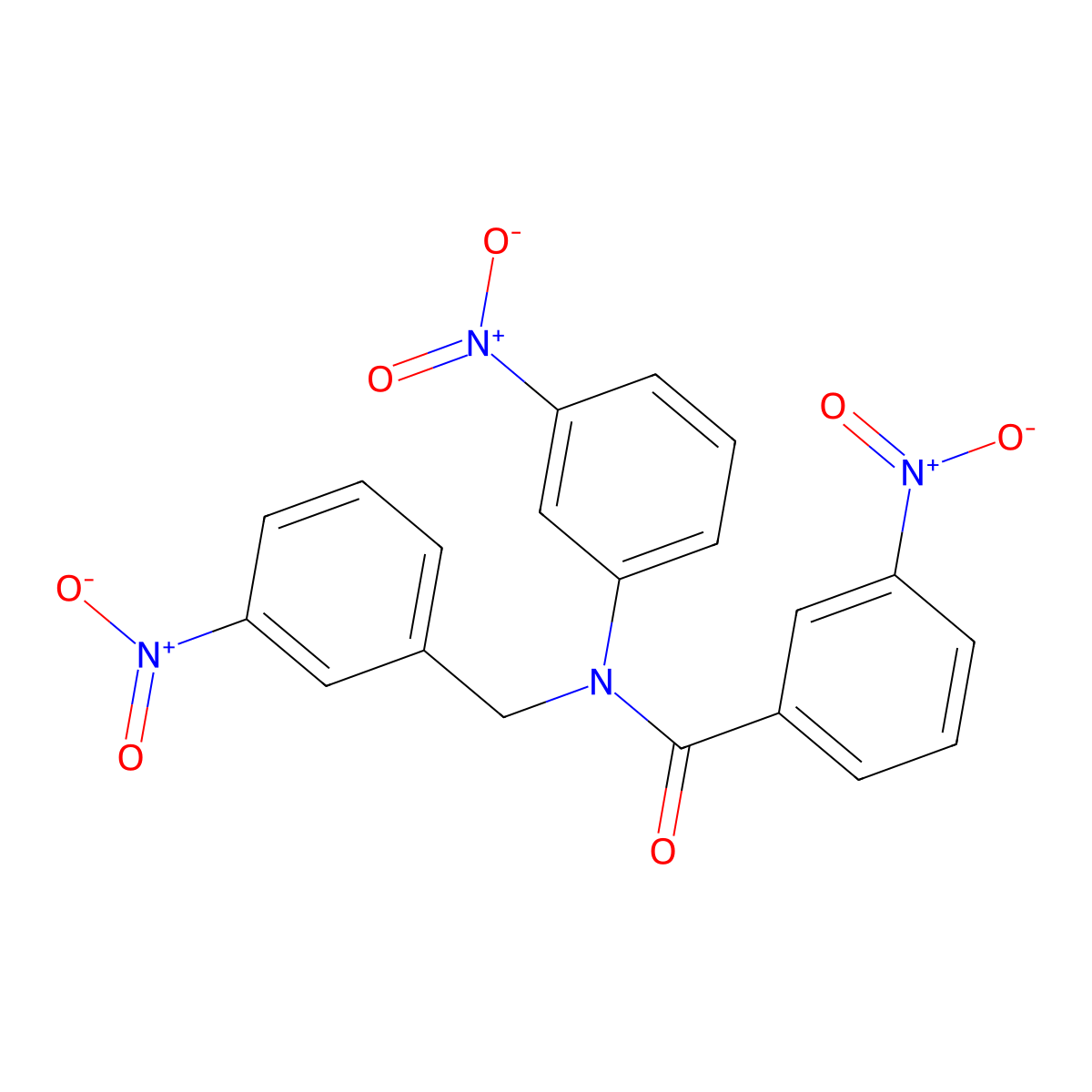 3-Nitro-N-(3-nitro-benzyl)-N-(3-nitro-phenyl)-benzamide molecular structure, CAS 332163-49-2