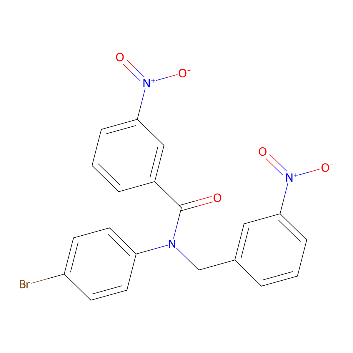 N-(4-Bromo-phenyl)-3-nitro-N-(3-nitro-benzyl)-benzamide molecular structure, CAS 332163-51-6