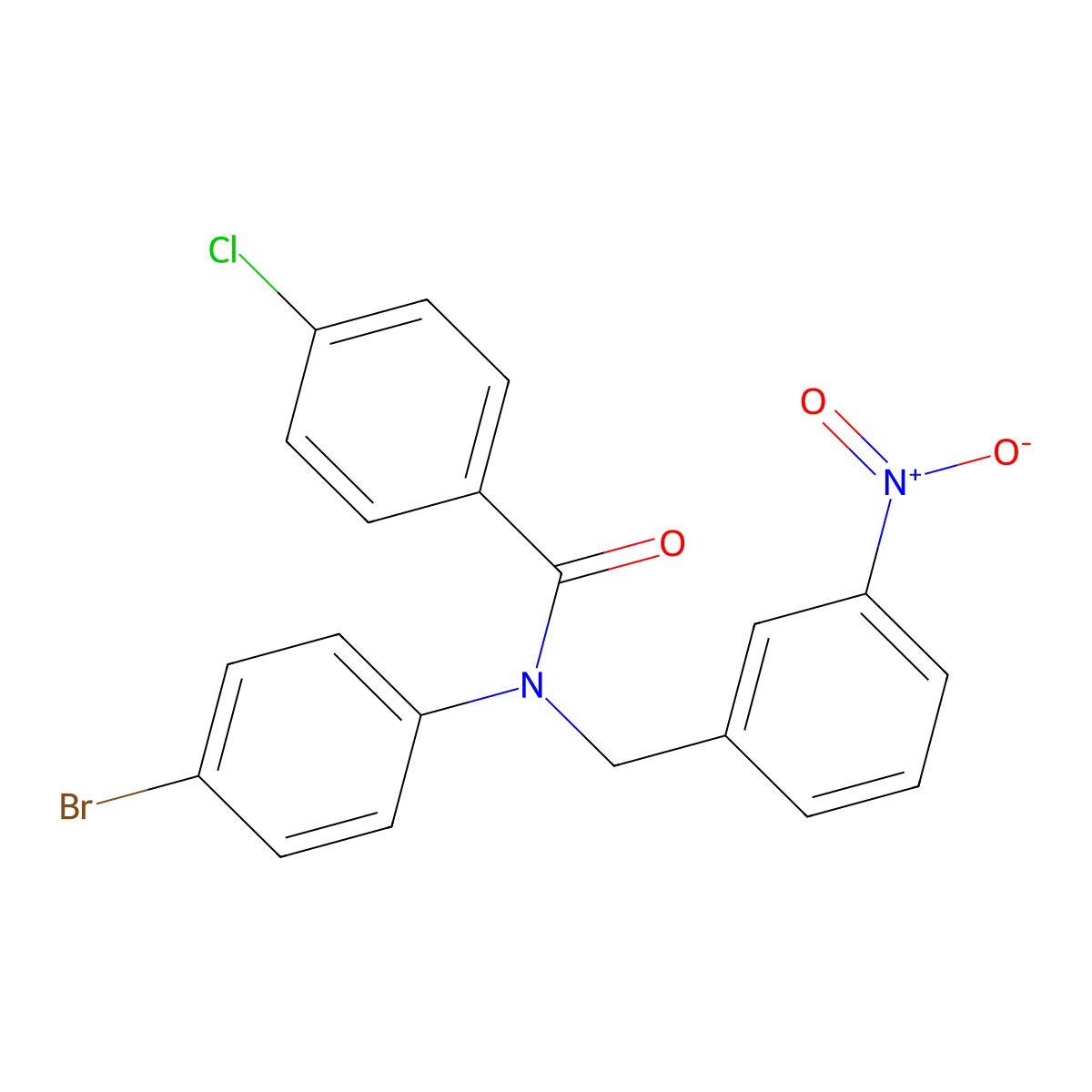 N-(4-Bromophenyl)-4-chloro-N-(3-nitrobenzyl)benzamide molecular structure, CAS 332163-55-0