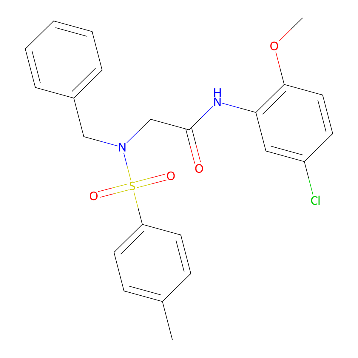 2-(N-Benzyl-4-methylphenylsulfonamido)-N-(5-chloro-2-methoxyphenyl)acetamide molecular structure, CAS 332163-70-9