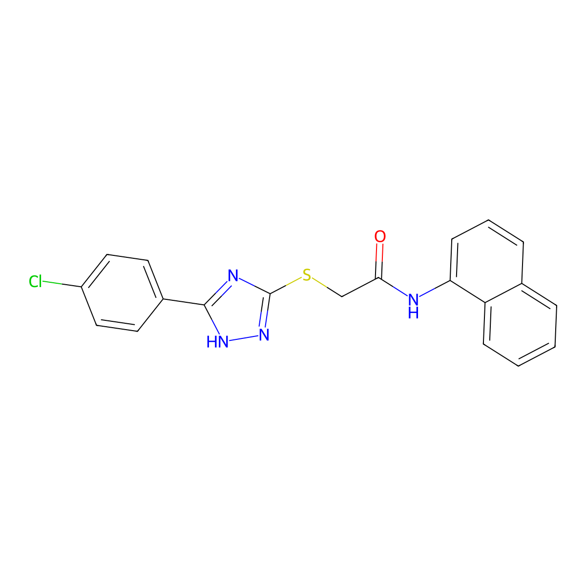 2-((3-(4-Chlorophenyl)-1H-1,2,4-triazol-5-yl)thio)-N-(naphthalen-1-yl)acetamide molecular structure, CAS 332163-82-3