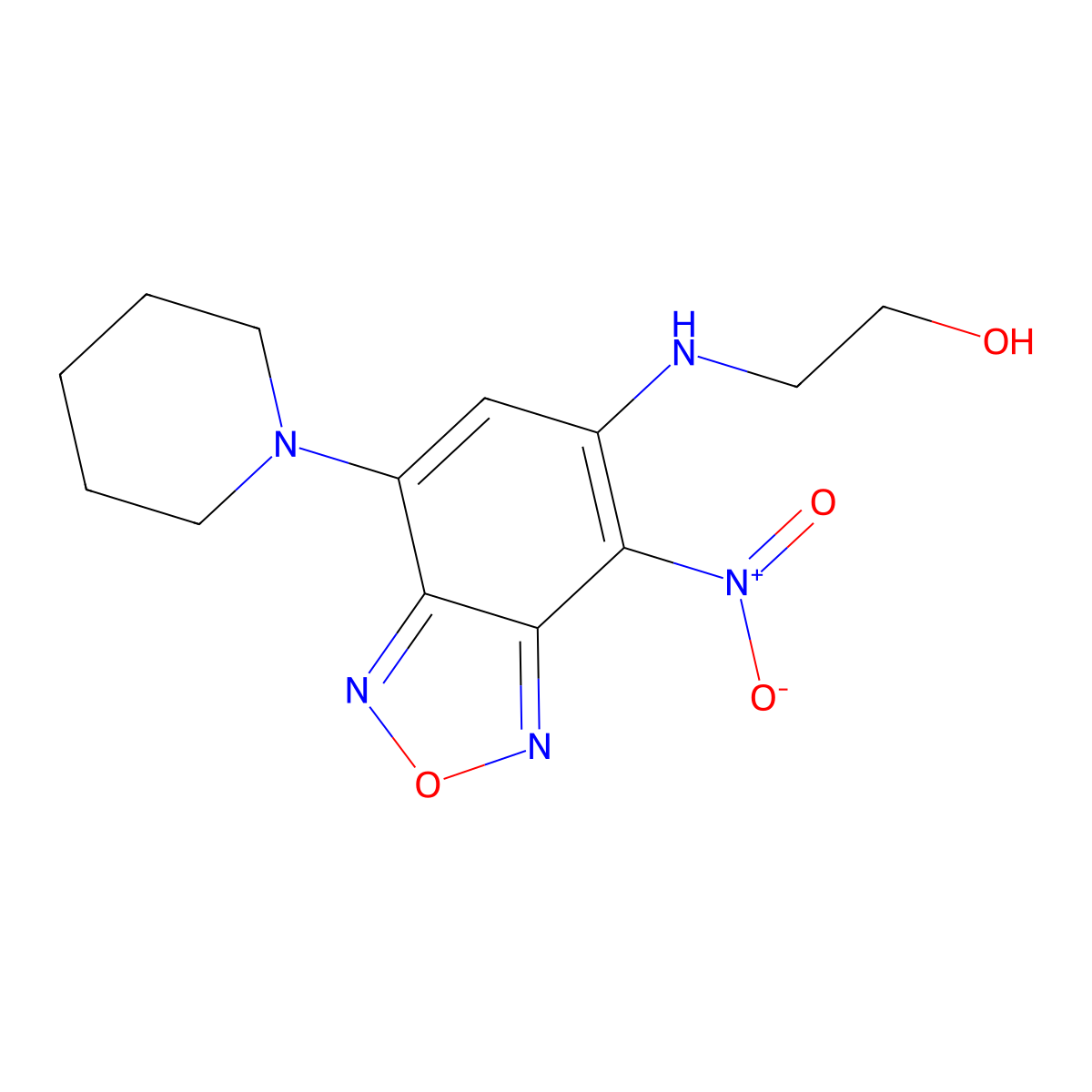 2-[(4-Nitro-7-piperidin-1-yl-2,1,3-benzoxadiazol-5-yl)amino]ethanol molecular structure, CAS 332163-87-8