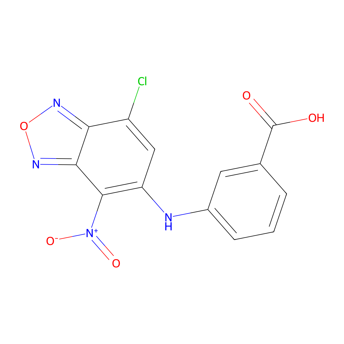 3-[(7-Chloro-4-nitro-2,1,3-benzoxadiazol-5-yl)amino]benzoic acid molecular structure, CAS 332164-02-0