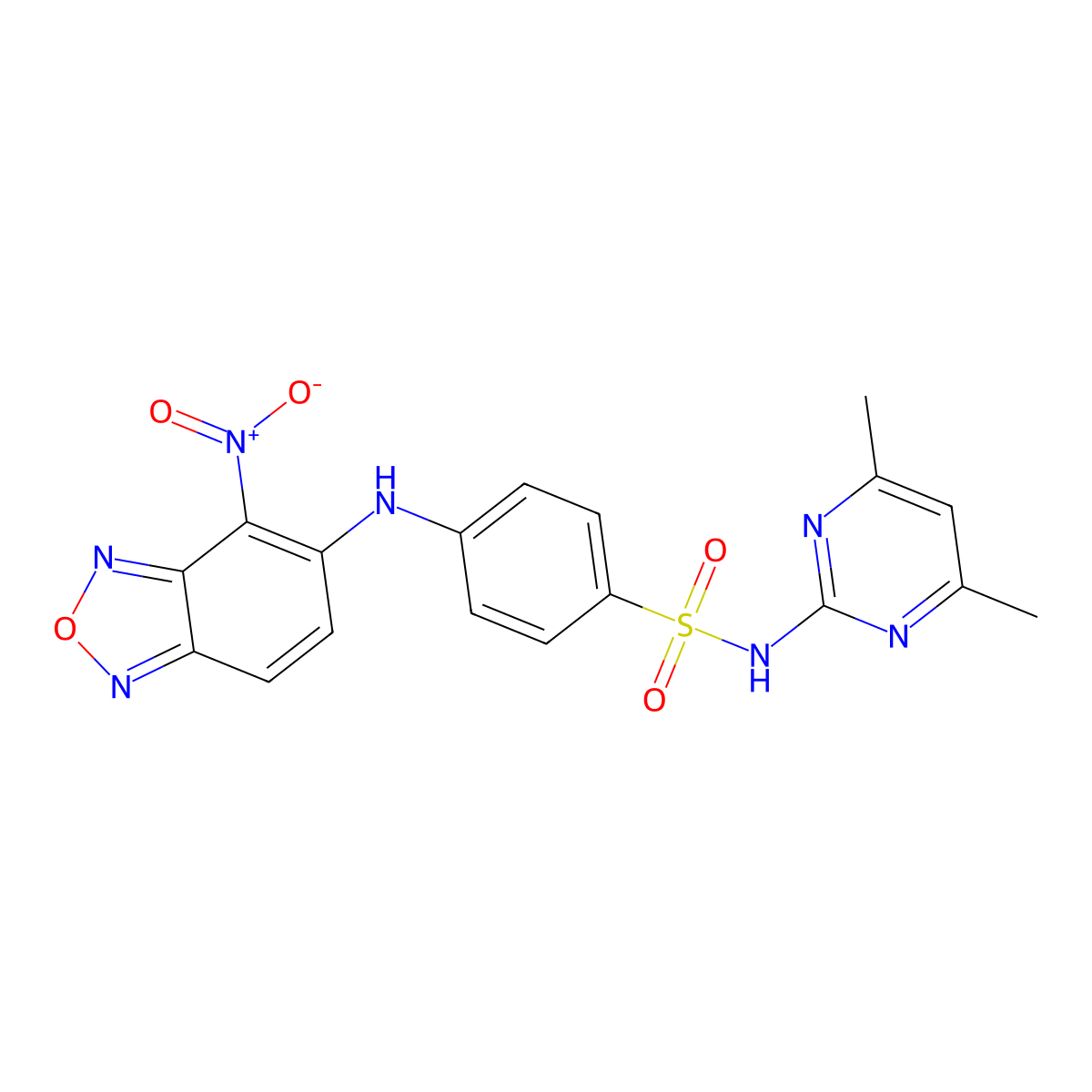 N-(4,6-dimethylpyrimidin-2-yl)-4-[(4-nitro-2,1,3-benzoxadiazol-5-yl)amino]benzenesulfonamide molecular structure, CAS 332164-12-2