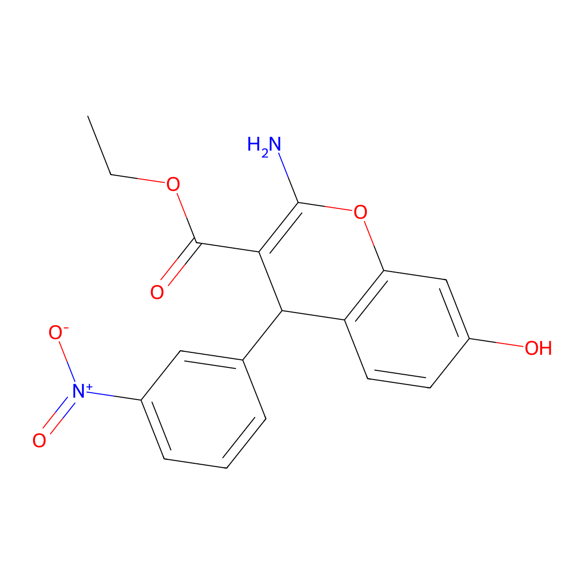 ethyl 2-amino-7-hydroxy-4-(3-nitrophenyl)-4H-chromene-3-carboxylate molecular structure, CAS 332164-28-0