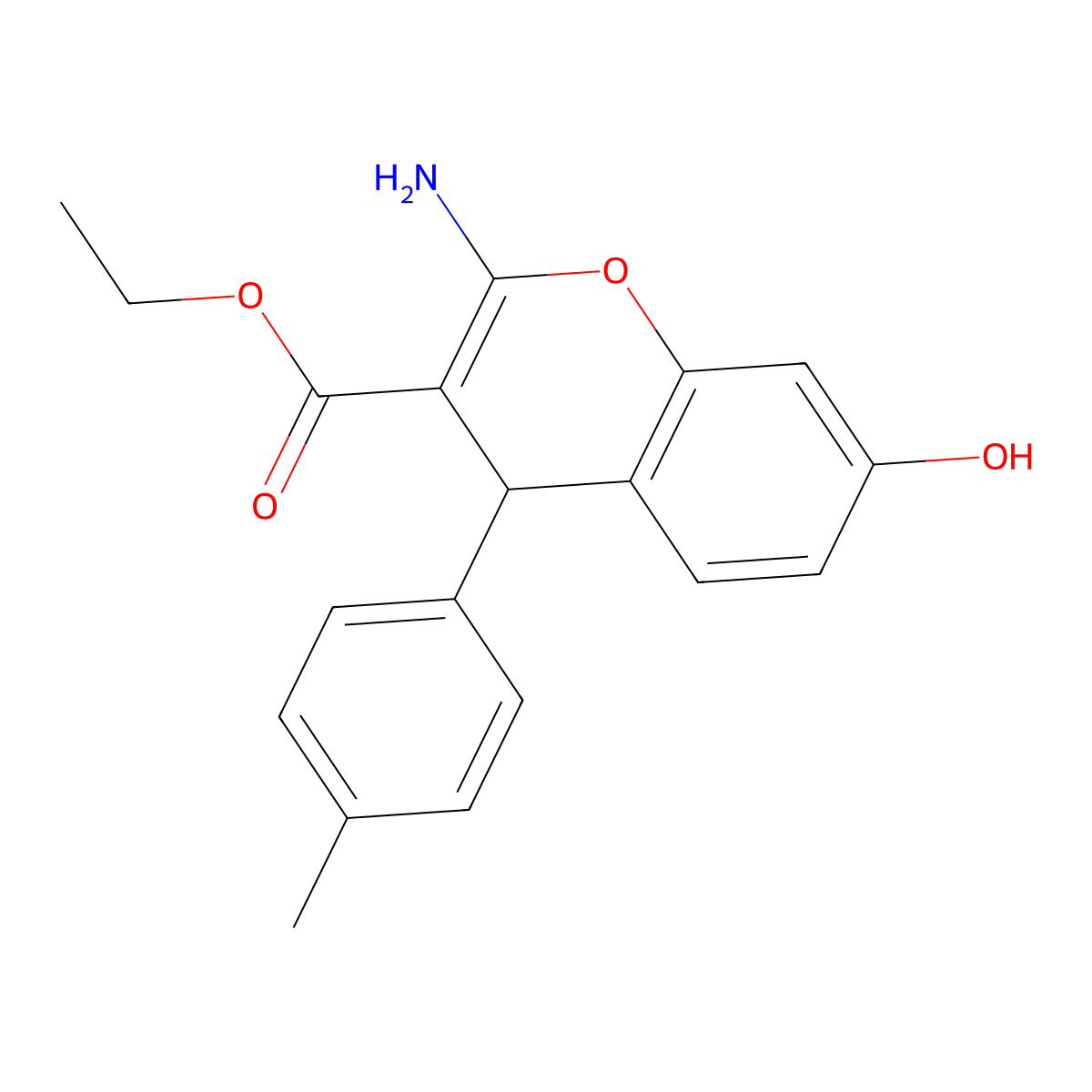 ethyl 2-amino-7-hydroxy-4-(4-methylphenyl)-4H-chromene-3-carboxylate molecular structure, CAS 332164-31-5