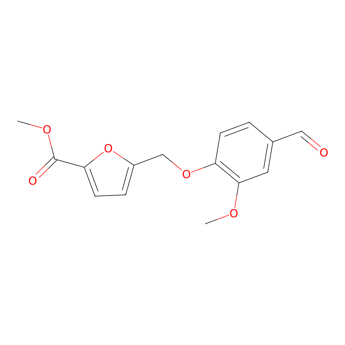Methyl 5-[(4-formyl-2-methoxyphenoxy)methyl]-2-furoate molecular structure, CAS 332165-50-1