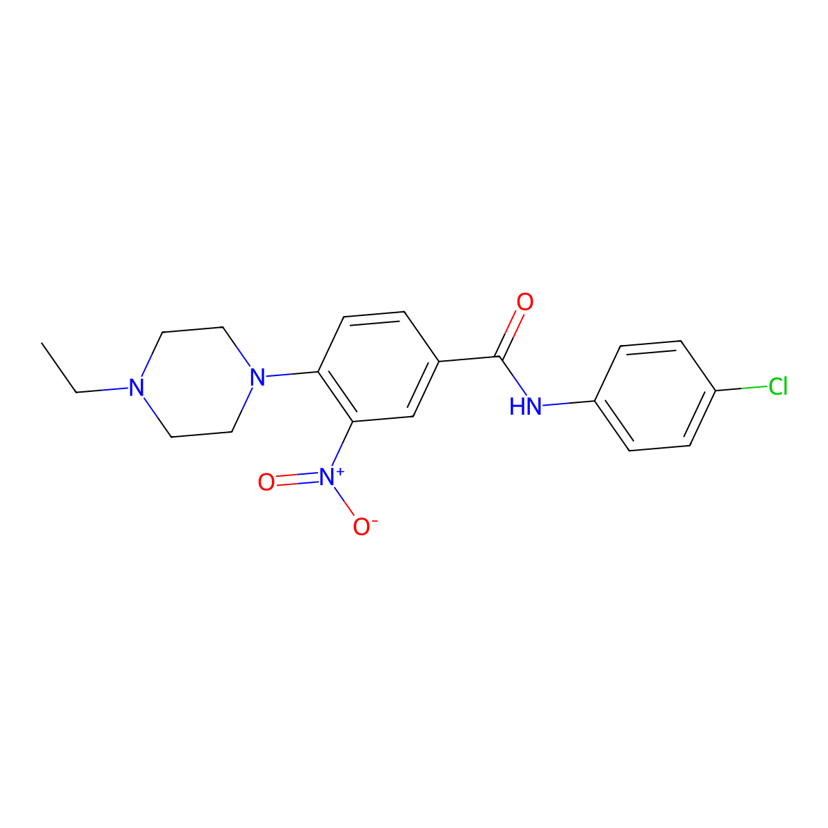 N-(4-chlorophenyl)-4-(4-ethylpiperazin-1-yl)-3-nitrobenzamide molecular structure, CAS 332168-82-8