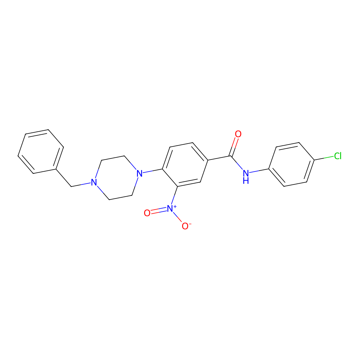 4-(4-benzylpiperazin-1-yl)-N-(4-chlorophenyl)-3-nitrobenzamide molecular structure, CAS 332168-84-0