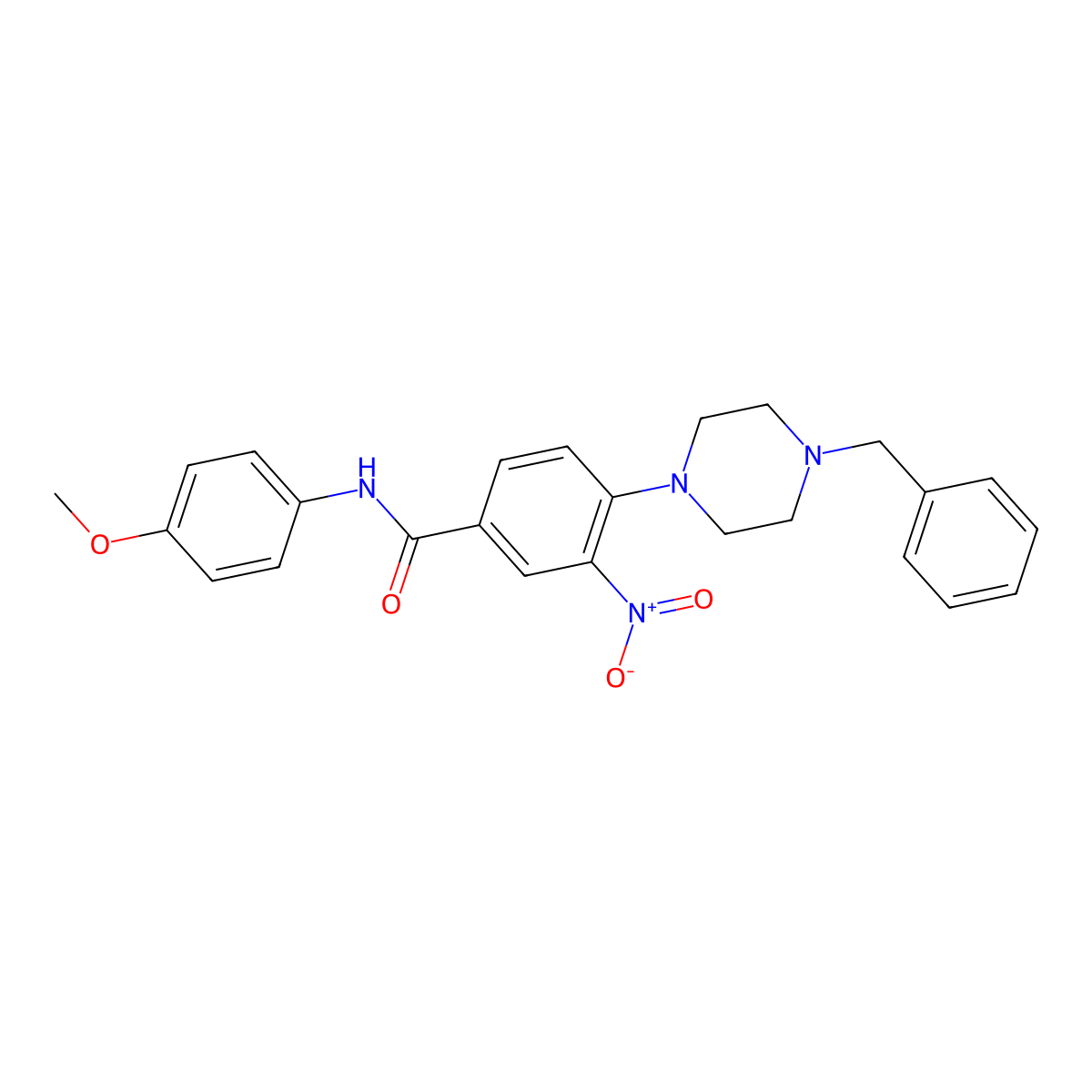 4-(4-benzylpiperazin-1-yl)-N-(4-methoxyphenyl)-3-nitrobenzamide molecular structure, CAS 332168-88-4