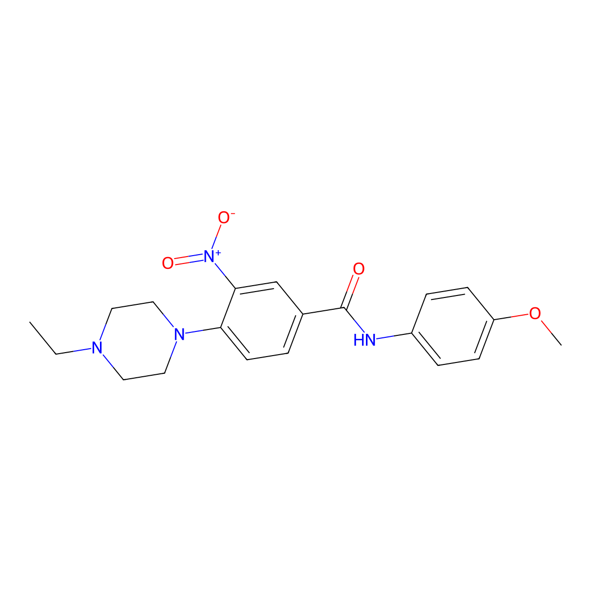 4-(4-ethylpiperazin-1-yl)-N-(4-methoxyphenyl)-3-nitrobenzamide molecular structure, CAS 332168-90-8