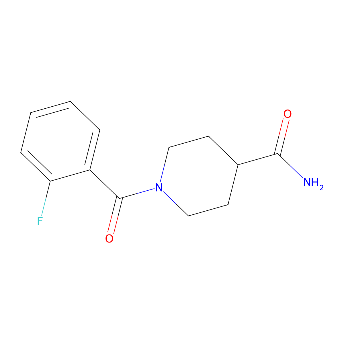 1-(2-Fluorobenzoyl)piperidine-4-carboxamide molecular structure, CAS 332168-92-0