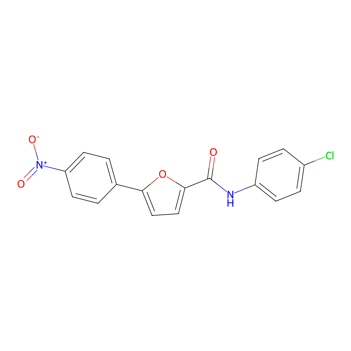 N-(4-chlorophenyl)-5-(4-nitrophenyl)furan-2-carboxamide molecular structure, CAS 332169-12-7