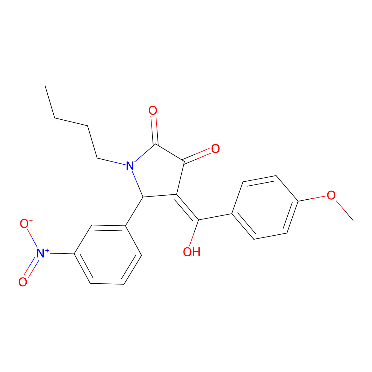 1-butyl-3-hydroxy-4-(4-methoxybenzoyl)-5-(3-nitrophenyl)-1H-pyrrol-2(5H)-one molecular structure, CAS 332170-19-1