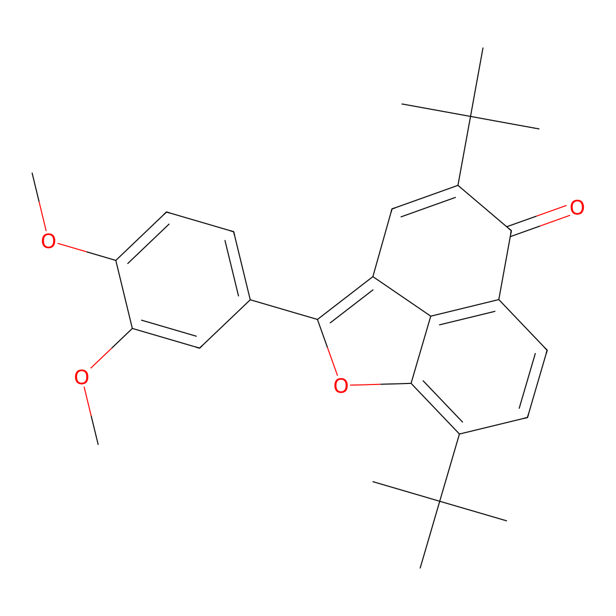 4,8-di-tert-butyl-2-(3,4-dimethoxyphenyl)-5H-naphtho[1,8-bc]furan-5-one molecular structure, CAS 332172-62-0