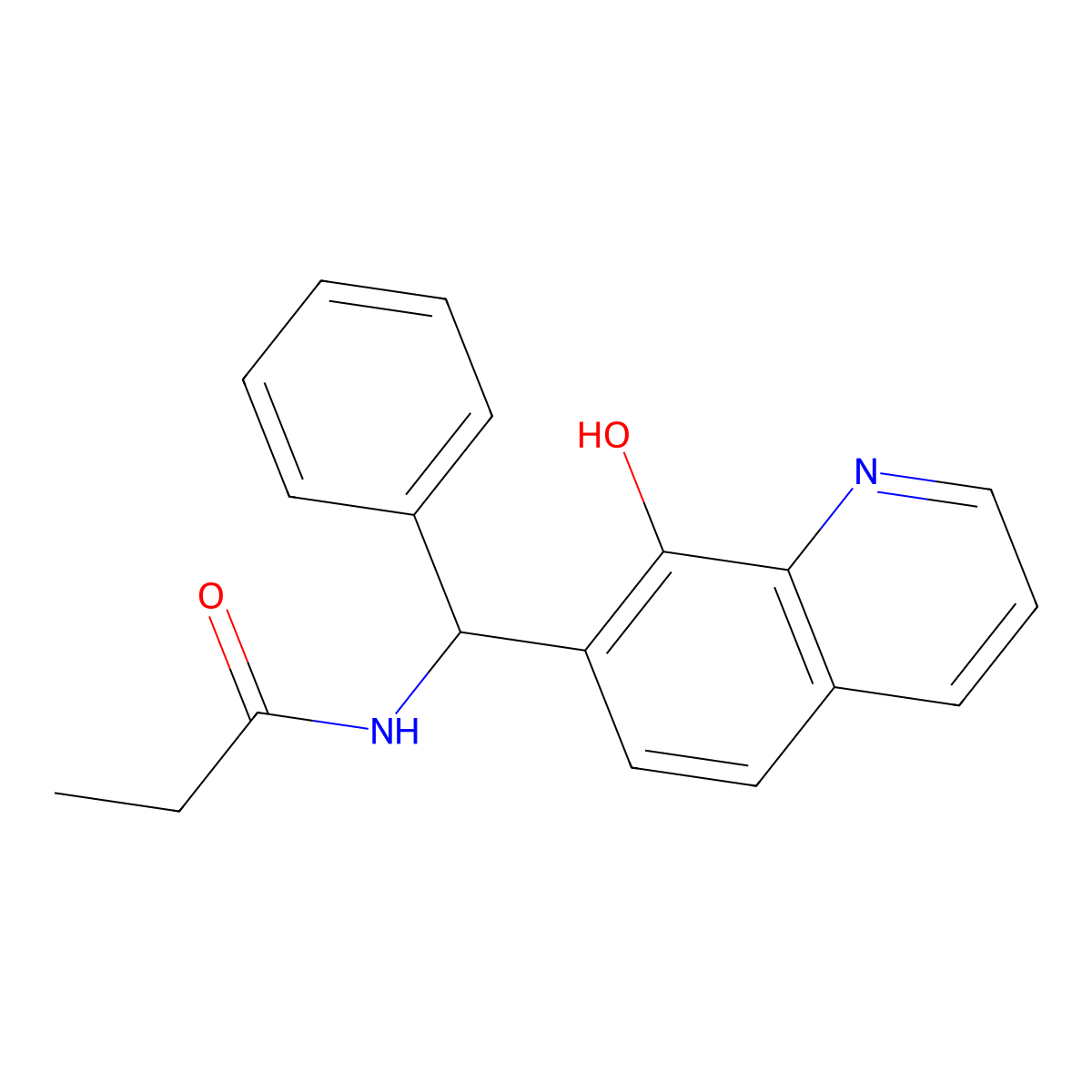 N-[(8-hydroxy-7-quinolinyl)(phenyl)methyl]propanamide molecular structure, CAS 332173-48-5
