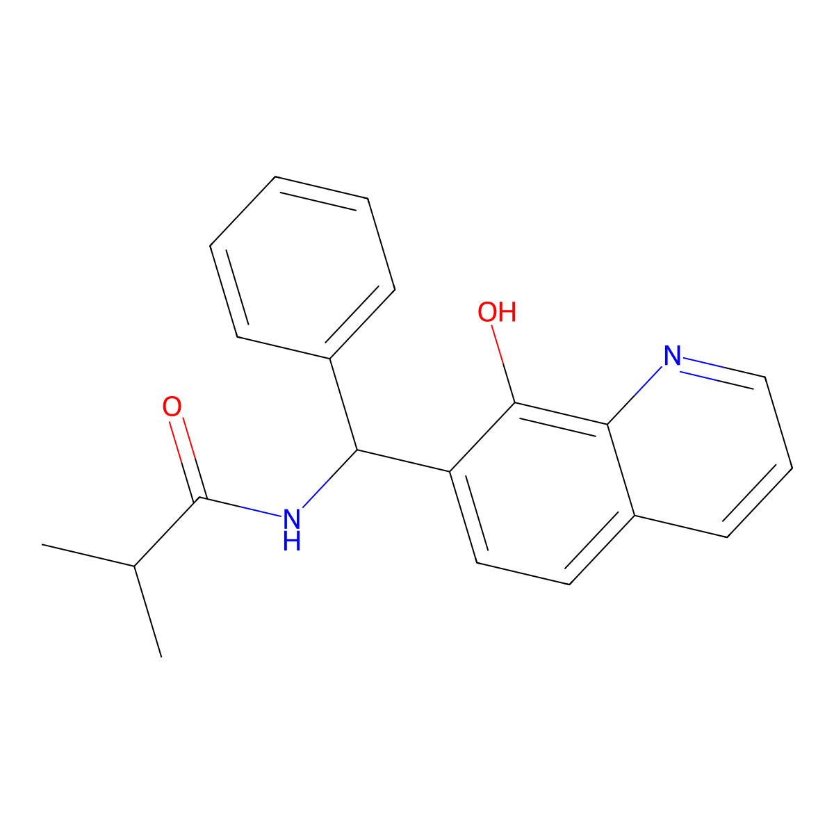 N-((8-hydroxyquinolin-7-yl)(phenyl)methyl)isobutyramide molecular structure, CAS 332173-87-2