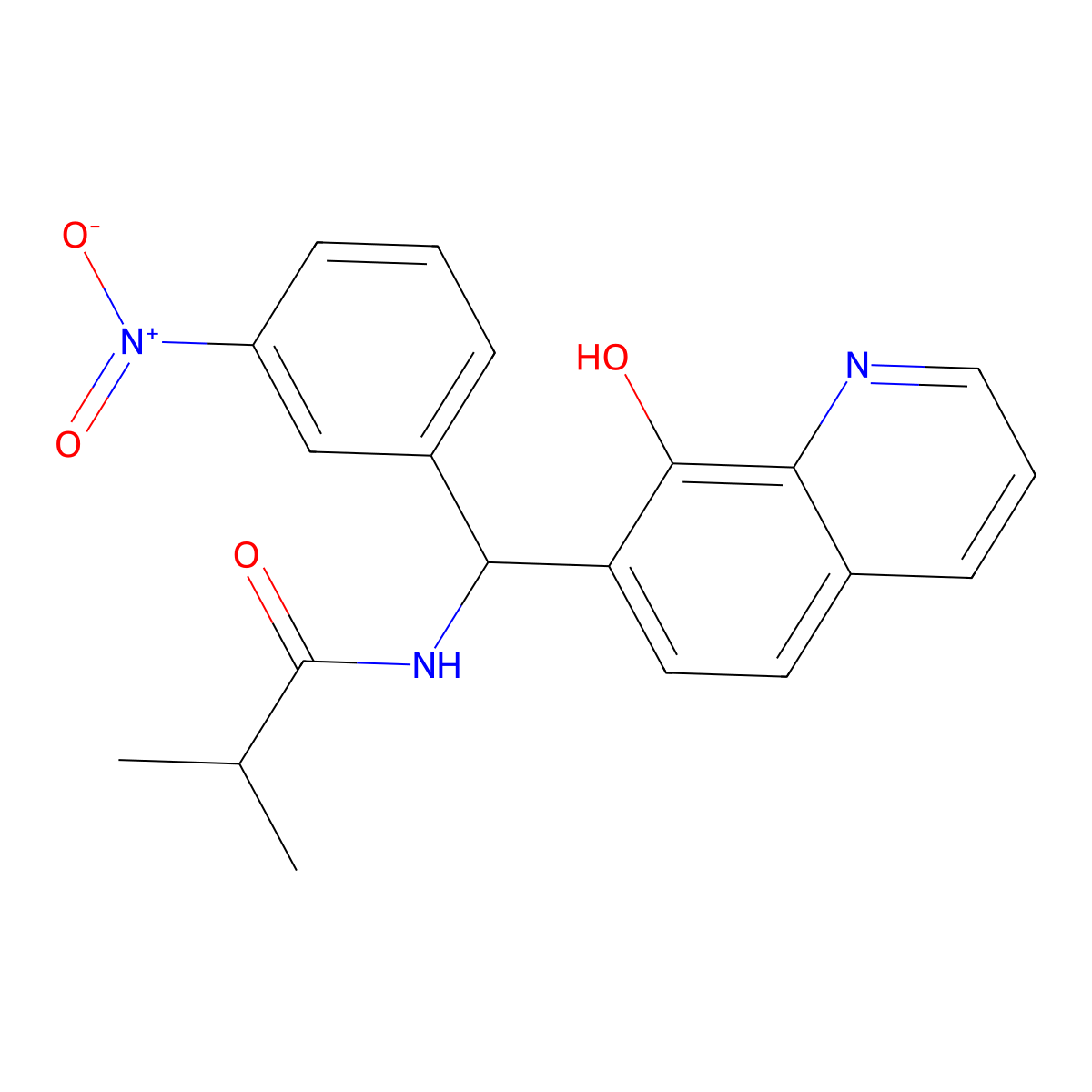 N-[(8-Hydroxy-7-quinolinyl)(3-nitrophenyl)methyl]-2-methylpropanamide molecular structure, CAS 332173-88-3