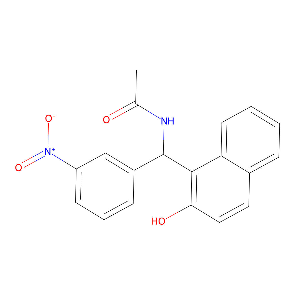 N-[(2-hydroxynaphthalen-1-yl)-(3-nitrophenyl)methyl]acetamide molecular structure, CAS 332174-58-0
