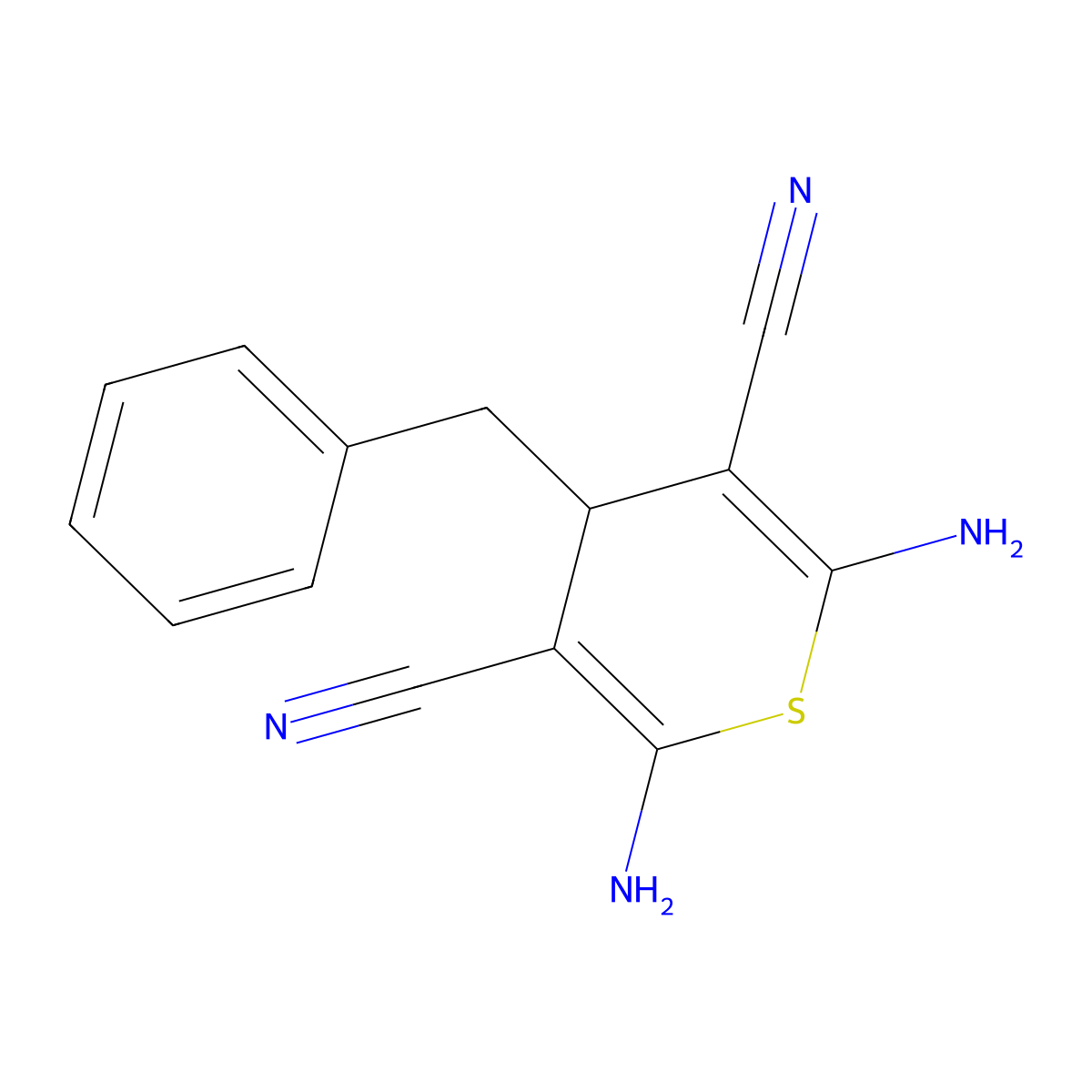 2,6-Diamino-4-benzyl-4H-thiopyran-3,5-dicarbonitrile molecular structure, CAS 332175-07-2